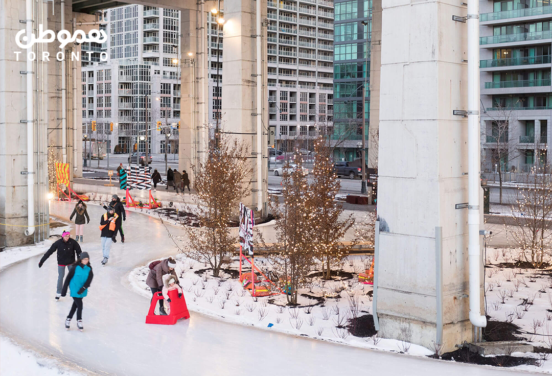 اسکیت سواری در تورنتو زیر بزرگراه گاردینر با طعم کریسمس