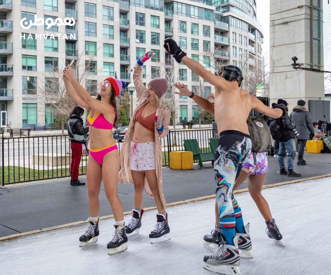 ایونت اسکیت با لباس زیر در زمستان خداحافظی تورنتویی‌ها با سال ۲۰۲۵