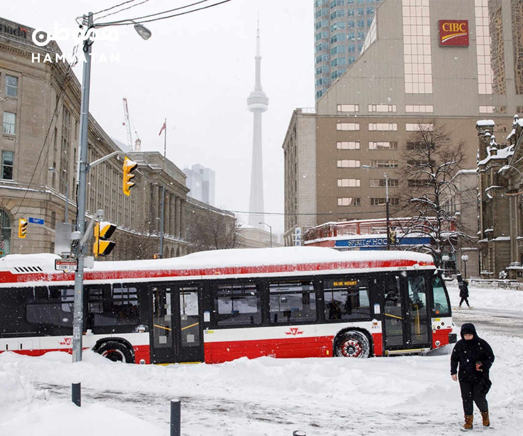 امروز در تورنتو ۱۰ سانتی‌متر برف می‌بارد